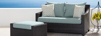 Deco™ Sunbrella® Outdoor Loveseat & Ottoman - Sunset Red