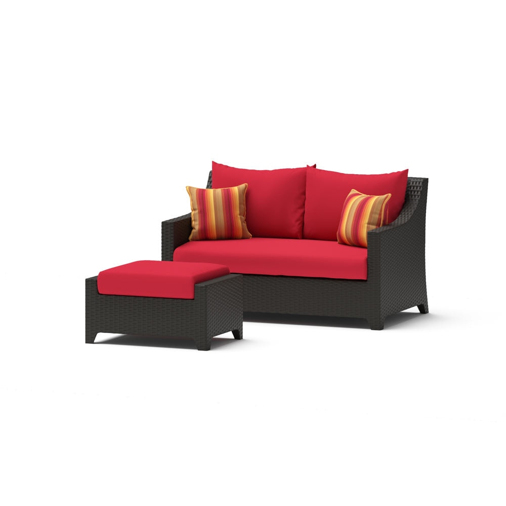 Deco™ Sunbrella® Outdoor Loveseat & Ottoman - Sunset Red