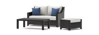 Deco™ Sunbrella® Outdoor Loveseat & Ottoman with Coffee Table - Bliss Ink