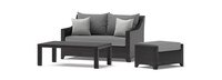 Deco™ Sunbrella® Outdoor Loveseat & Ottoman with Coffee Table - Charcoal Gray