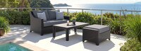 Deco™ Sunbrella® Outdoor Loveseat & Ottoman with Coffee Table - Charcoal Gray