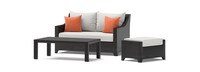 Deco™ Sunbrella® Outdoor Loveseat & Ottoman with Coffee Table - Cast Coral