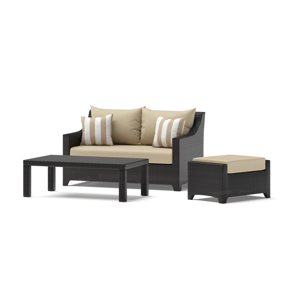 Deco™ Sunbrella® Outdoor Loveseat & Ottoman with Coffee Table - Maxim Beige