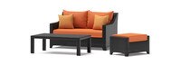 Deco™ Sunbrella® Outdoor Loveseat & Ottoman with Coffee Table - Tikka Orange