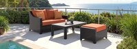 Deco™ Sunbrella® Outdoor Loveseat & Ottoman with Coffee Table - Tikka Orange
