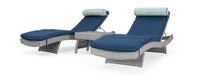 Portofino® Comfort 3 Piece Sunbrella® Outdoor Chaise Lounge Set - Laguna Blue