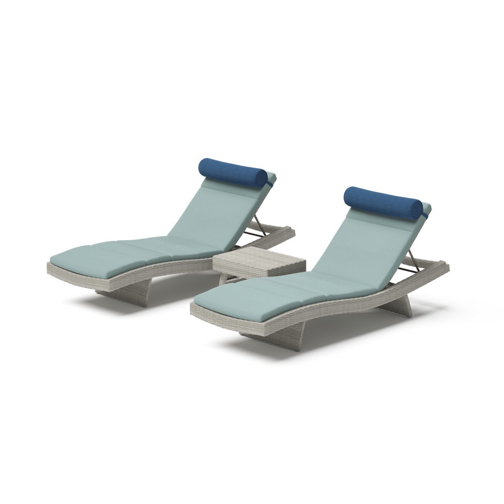Portofino® Comfort 3 Piece Sunbrella® Outdoor Chaise Lounge Set - Spa Blue
