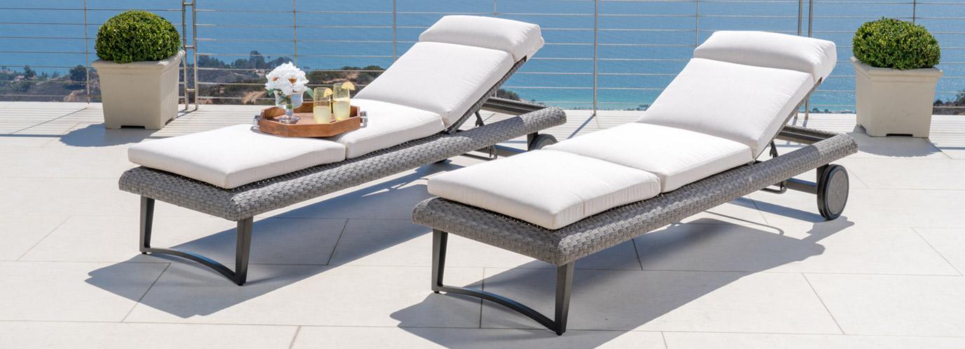 Vistano Set of 2 Sunbrella Outdoor Chaise Lounge - Thumbnail 2