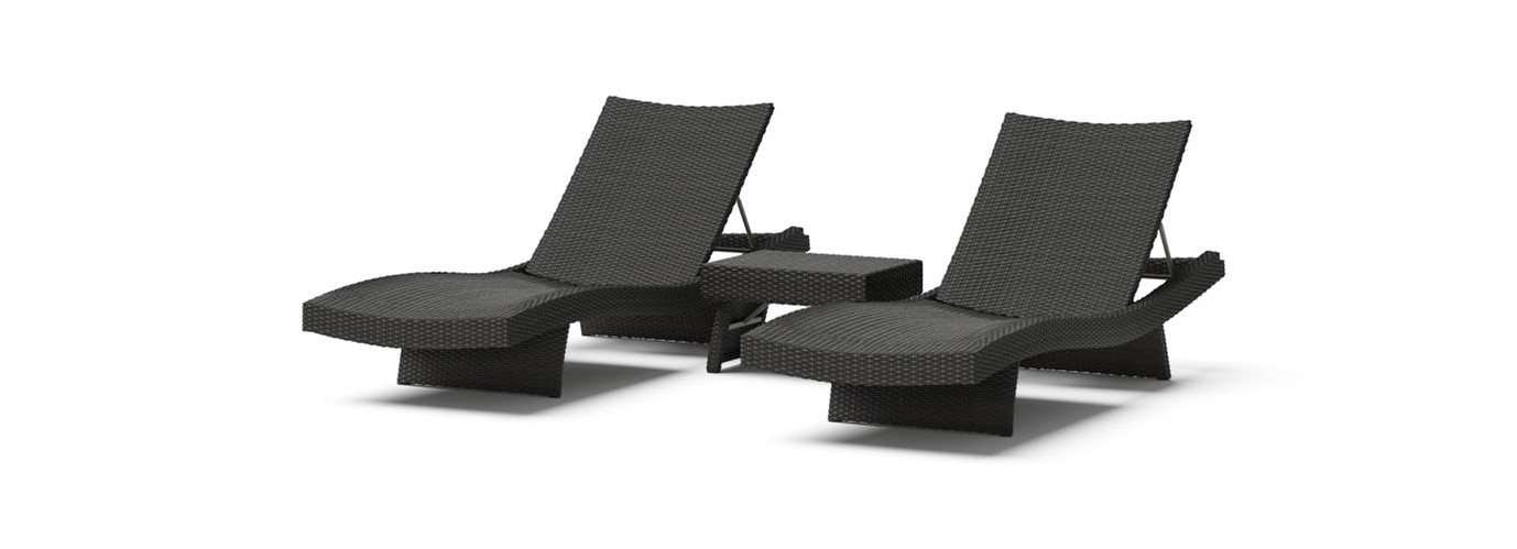 Portofino® Repose 3 Piece Sunbrella® Outdoor Chaise Lounge Set - Espresso