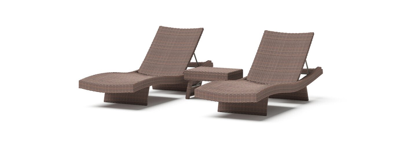 Portofino® Repose 3 Piece Sunbrella® Outdoor Chaise Lounge Set - Gray