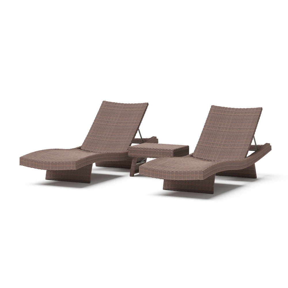 Portofino® Repose Set of 2 Outdoor Chaise Loungers & Side Table - Honey