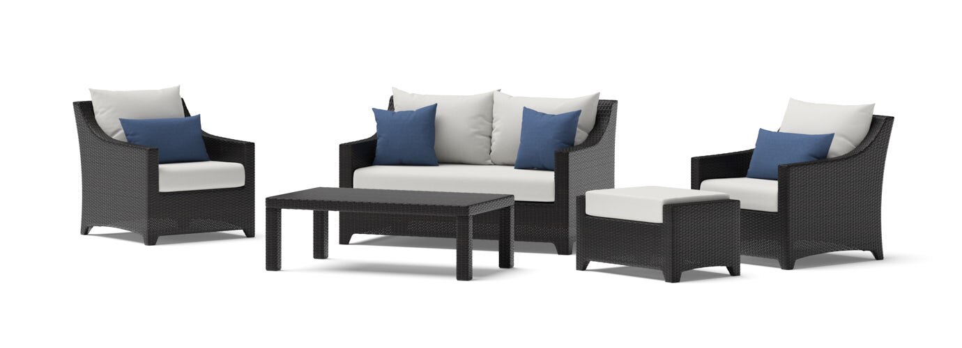 Cannes 5 Piece Sunbrella Outdoor Love & Club Seating Set