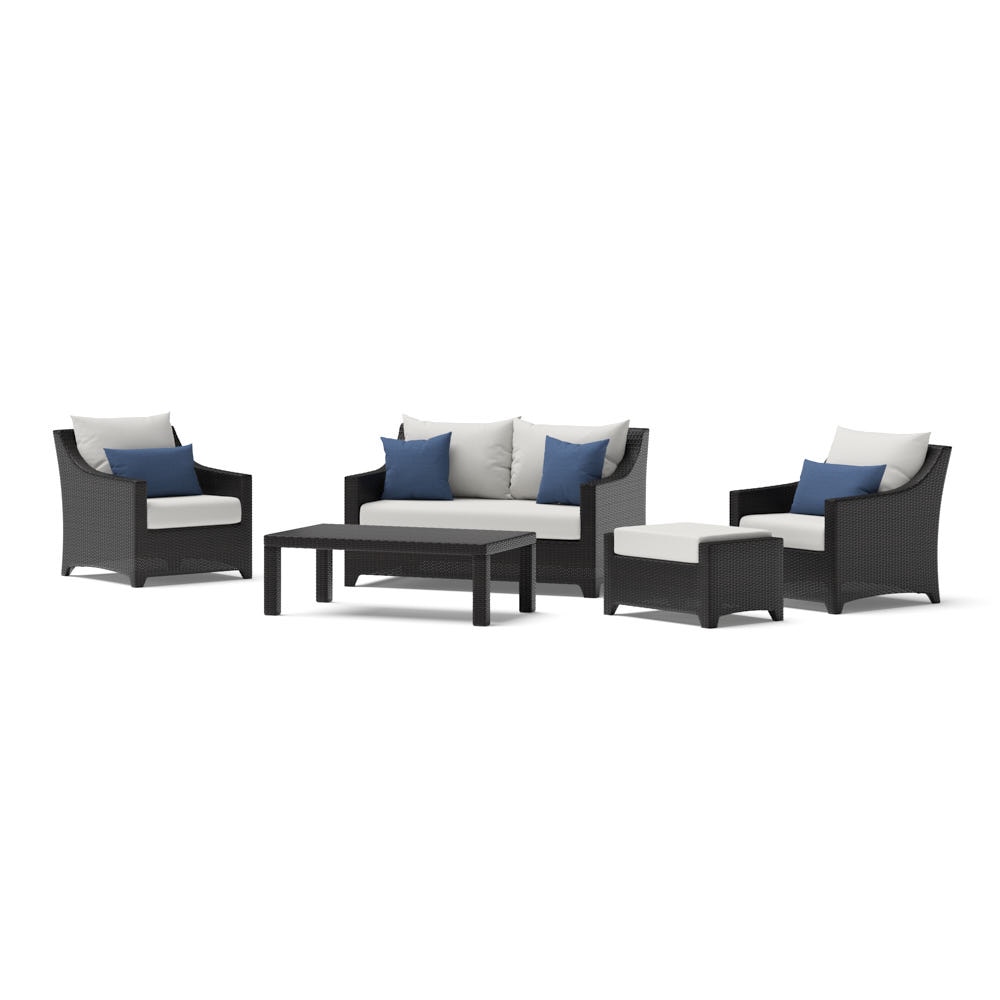 Deco™ 5 Piece Sunbrella® Outdoor Love & Club Seating Set - Bliss Ink