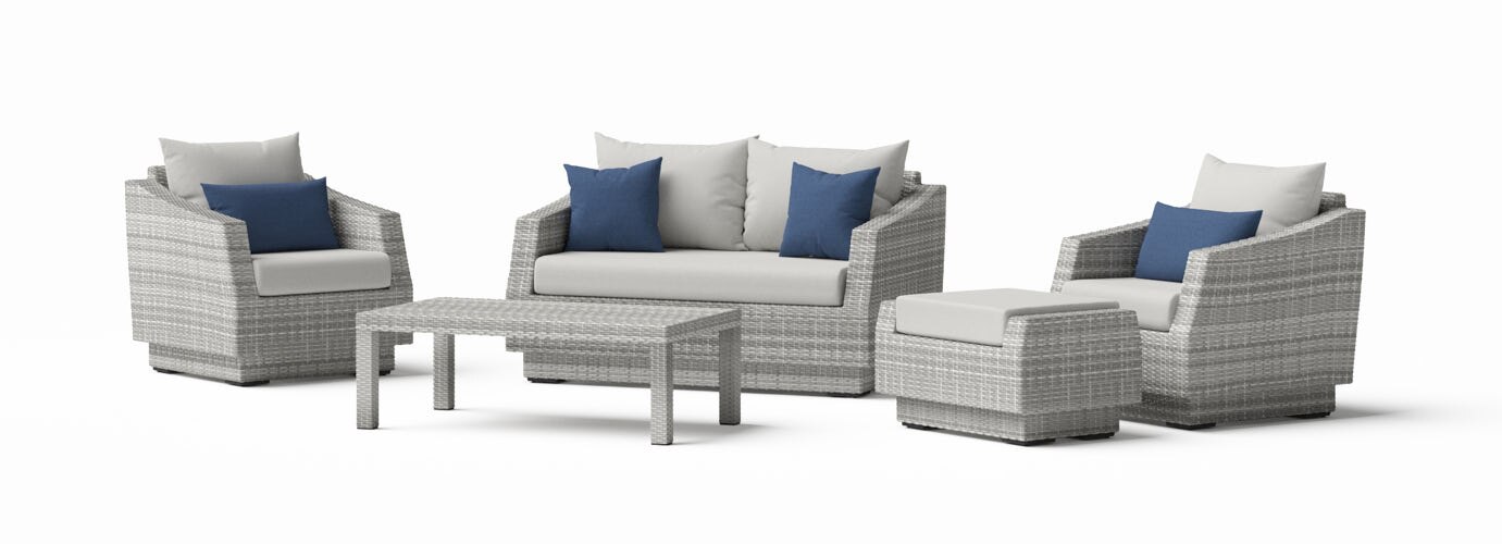 RST Brands Cannes 5 Piece Outdoor Love & Club Seating Set - Thumbnail 4