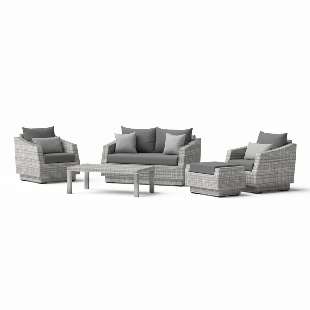 Cannes™ 5 Piece Sunbrella® Outdoor Love & Club Seating Set - Charcoal Gray