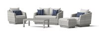 Cannes™ 5 Piece Sunbrella® Outdoor Love & Club Seating Set - Centered Ink