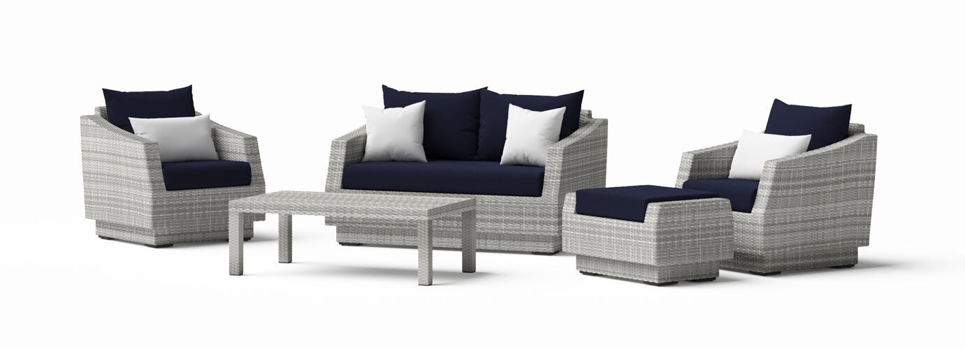 RST Brands Cannes 5 Piece Outdoor Love & Club Seating Set - Thumbnail 3