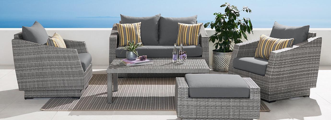 RST Brands Cannes 5 Piece Outdoor Love & Club Seating Set - Thumbnail 5