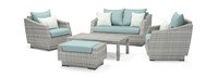 Cannes™ 5 Piece Sunbrella® Outdoor Love & Club Seating Set - Spa Blue