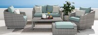 Cannes™ 5 Piece Sunbrella® Outdoor Love & Club Seating Set - Spa Blue
