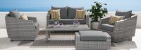 Cannes™ 5 Piece Sunbrella® Outdoor Love & Club Seating Set - Spa Blue