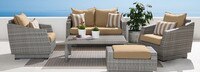 Cannes™ 5 Piece Sunbrella® Outdoor Love & Club Seating Set - Spa Blue