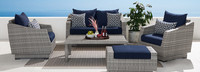 Cannes™ 5 Piece Sunbrella® Outdoor Love & Club Seating Set - Spa Blue