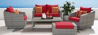 Cannes™ 5 Piece Sunbrella® Outdoor Love & Club Seating Set - Spa Blue