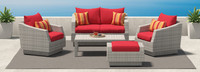 Cannes™ 5 Piece Love & Club Seating Set - Sunset Red