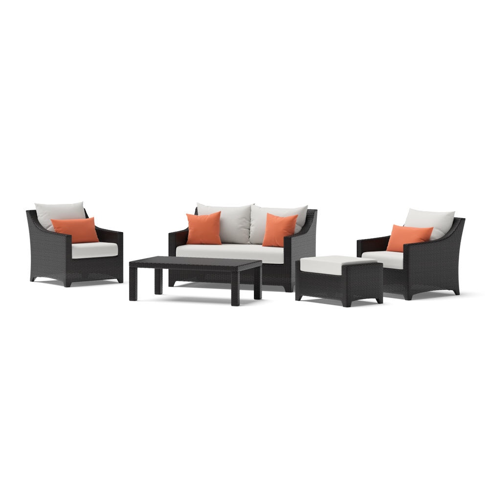 Deco™ 5 Piece Sunbrella® Outdoor Love & Club Seating Set - Cast Coral