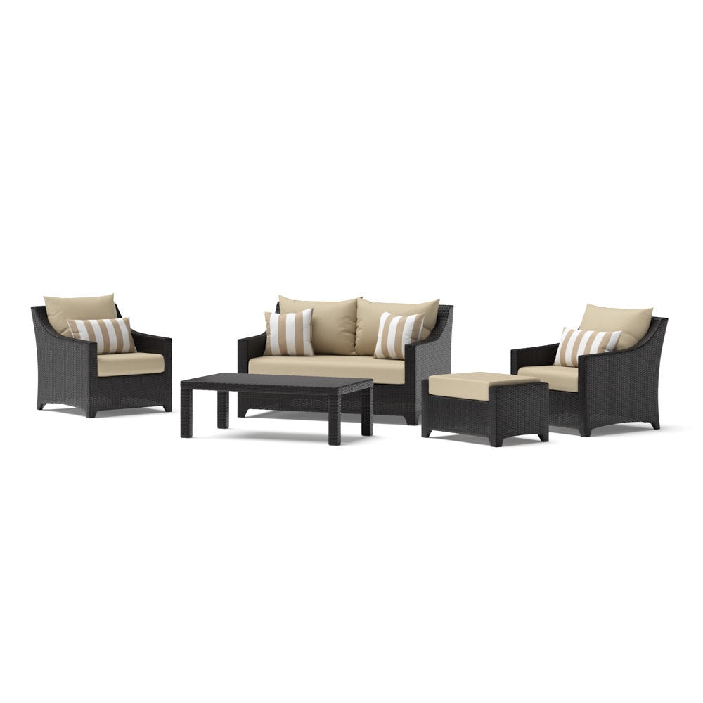 Deco™ 5 Piece Sunbrella® Outdoor Love & Club Seating Set - Maxim Beige