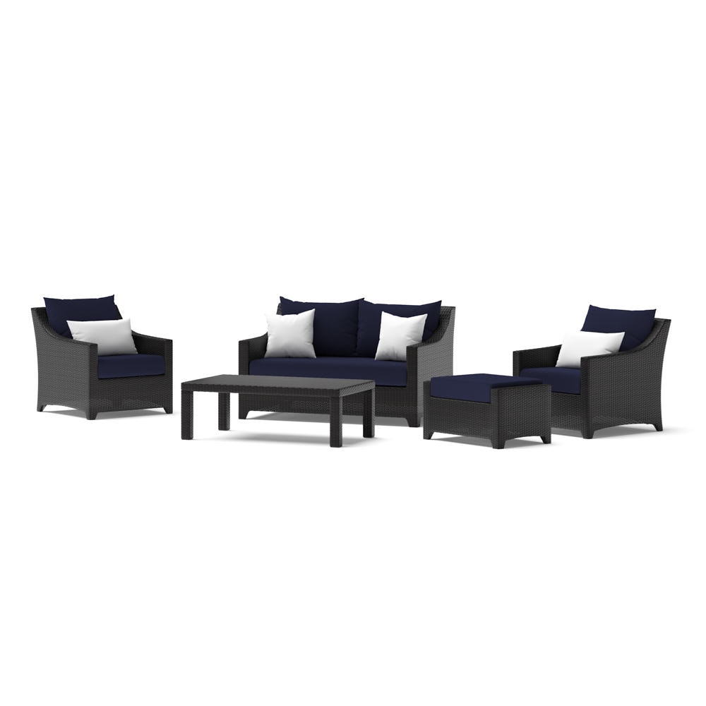 Deco™ 5 Piece Sunbrella® Outdoor Love & Club Seating Set - Navy Blue
