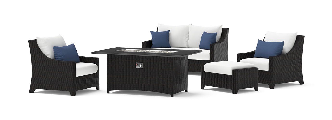 Deco™ 5 Piece Sunbrella® Outdoor Love & Club Fire Set - Bliss Ink