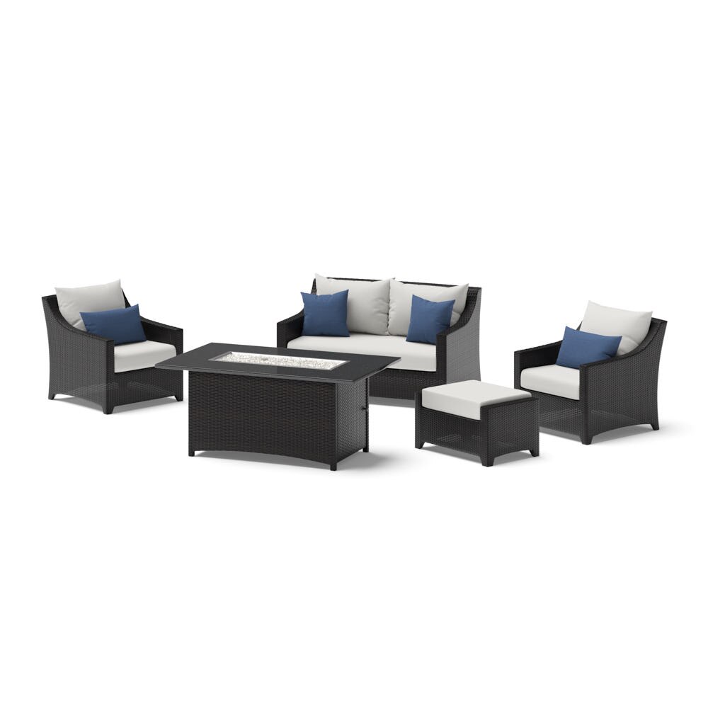 Deco™ 5 Piece Sunbrella® Outdoor Love & Club Fire Set - Bliss Ink