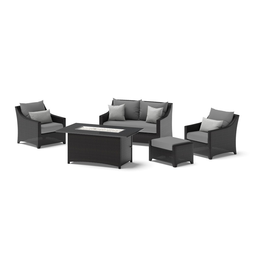Deco™ 5 Piece Sunbrella® Outdoor Love & Club Fire Set - Charcoal Grey