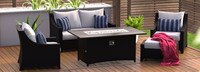 Deco™ 5 Piece Sunbrella® Outdoor Love & Club Fire Set - Centered Ink