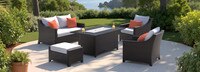 Deco™ 5 Piece Sunbrella® Outdoor Love & Club Fire Set - Cast Coral