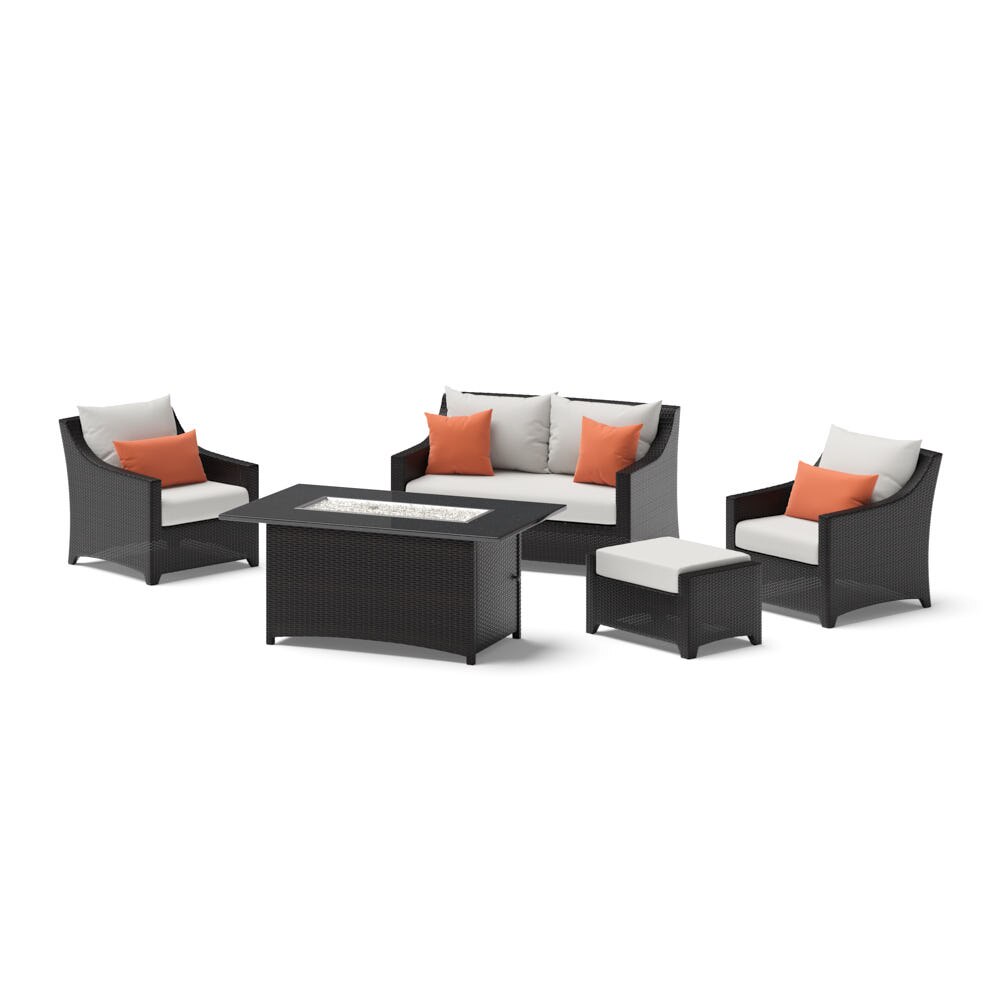 Deco™ 5 Piece Sunbrella® Outdoor Love & Club Fire Set - Cast Coral
