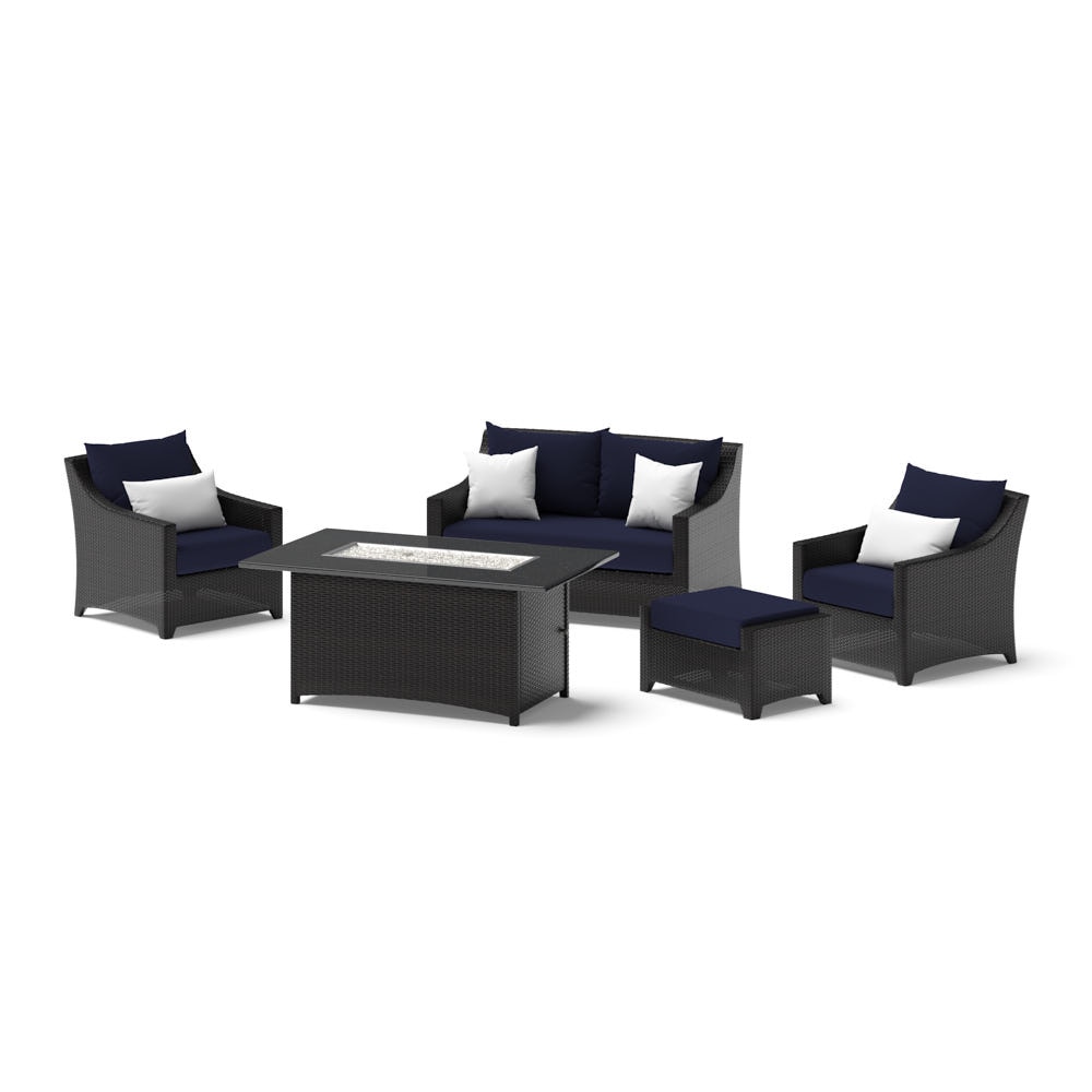 Deco™ 5 Piece Sunbrella® Outdoor Love & Club Fire Set - Navy Blue