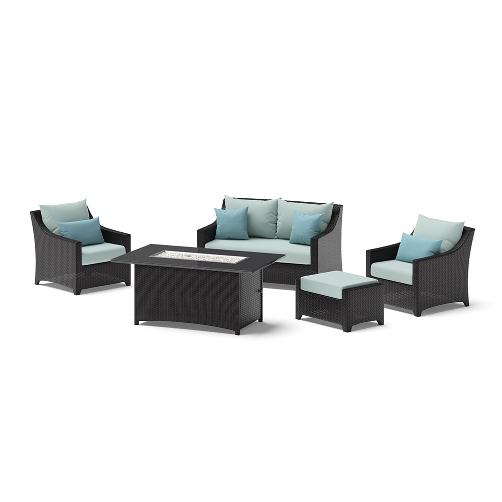 Deco™ 5 Piece Sunbrella® Outdoor Love & Club Fire Set - Spa Blue