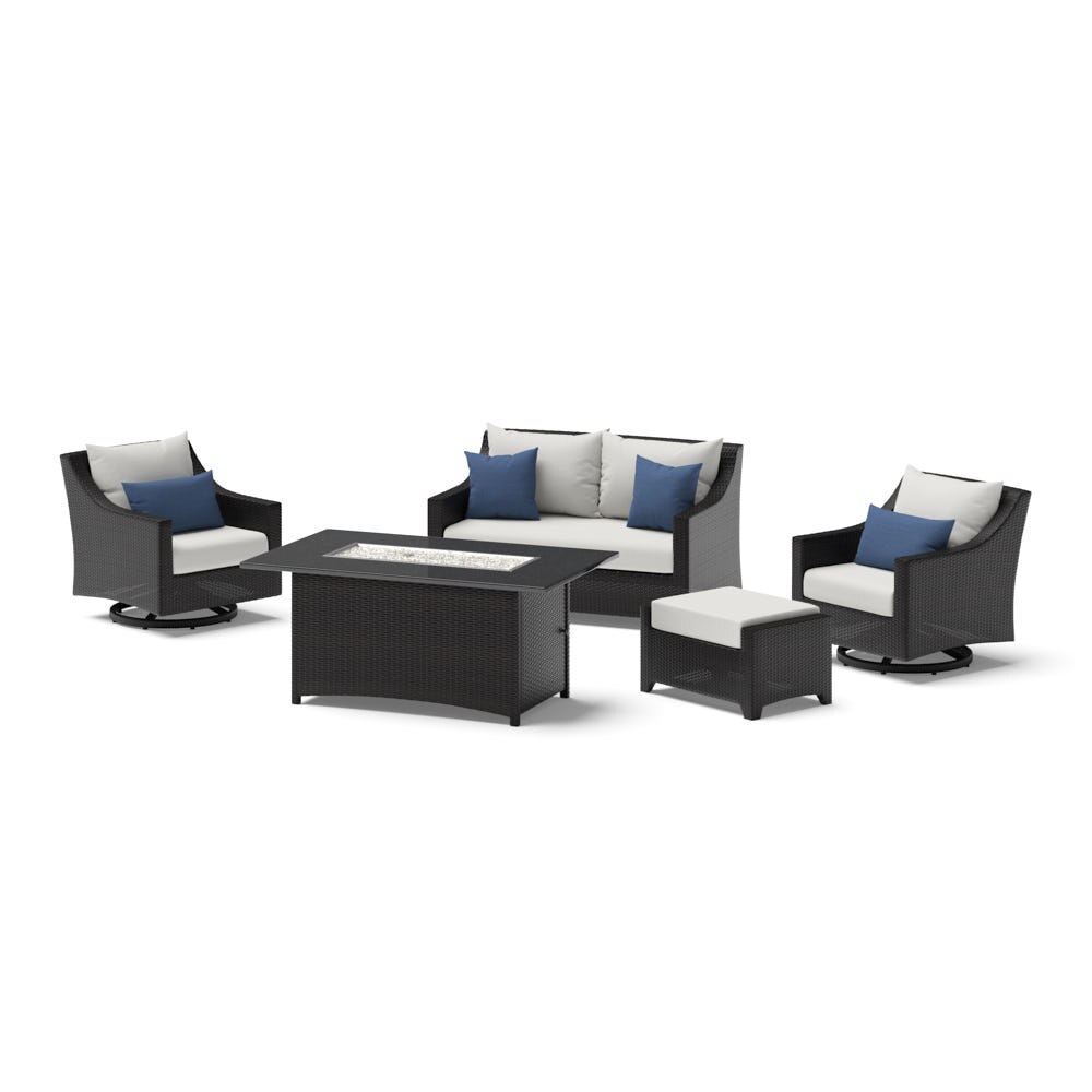 Deco™ 5 Piece Sunbrella® Outdoor Love & Motion Club Fire Set - Bliss Ink