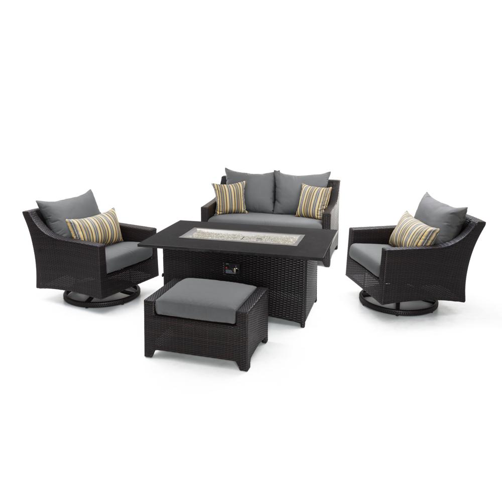 Deco™ 5 Piece Sunbrella® Outdoor Love & Motion Club Fire Set - Charcoal Gray