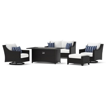 Deco™ 5 Piece Sunbrella® Outdoor Love & Motion Club Fire Set - Centered Ink