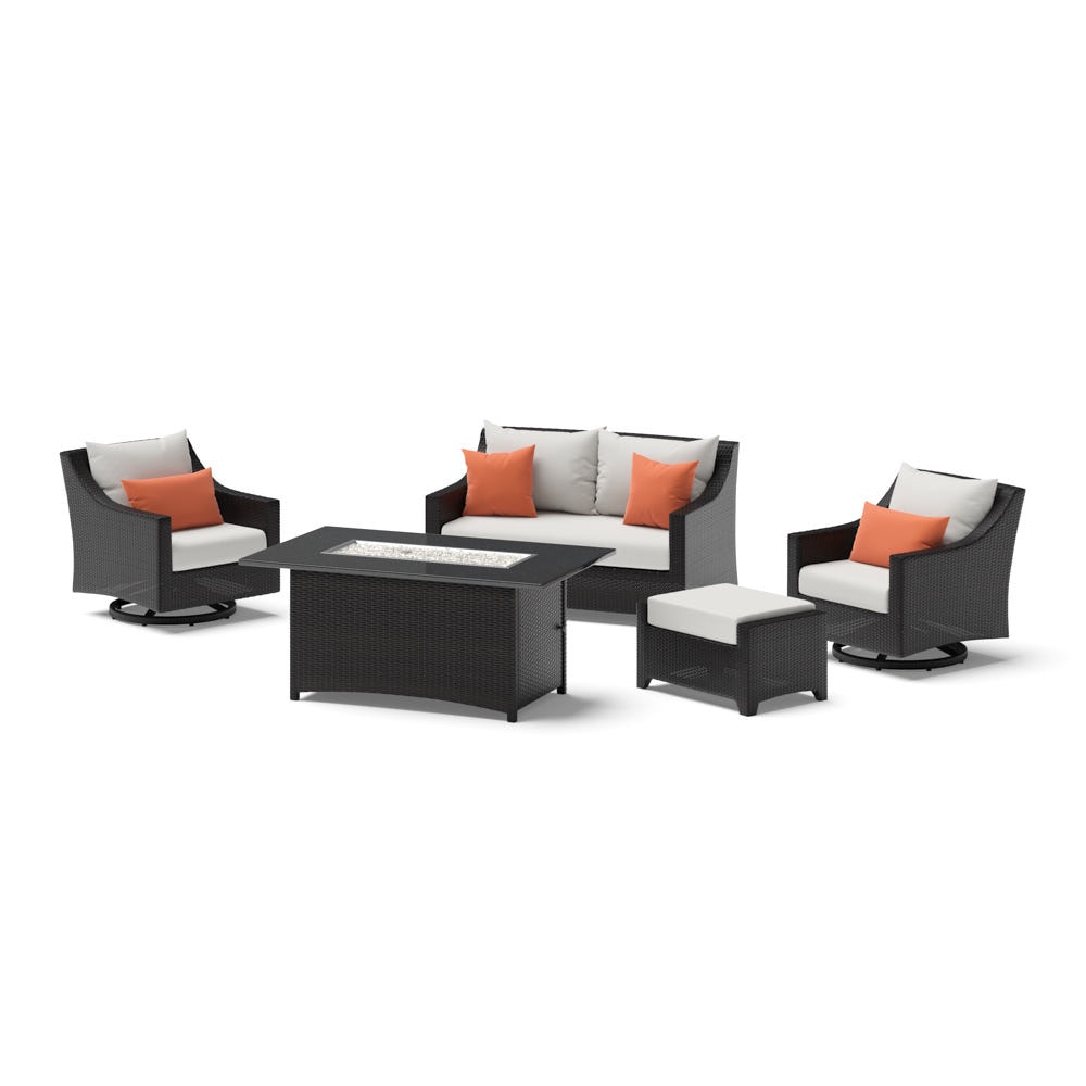 Deco™ 5 Piece Sunbrella® Outdoor Love & Motion Club Fire Set - Cast Coral
