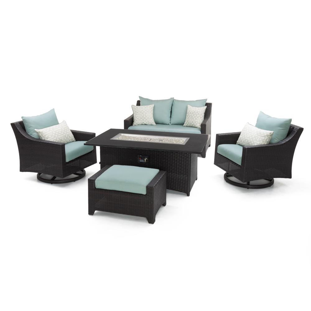 Deco™ 5 Piece Sunbrella® Outdoor Love & Motion Club Fire Set - Spa Blue