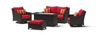 Deco™ 5 Piece Sunbrella® Outdoor Love & Motion Club Fire Set - Sunset Red