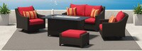 Deco™ 5 Piece Sunbrella® Outdoor Love & Motion Club Fire Set - Sunset Red