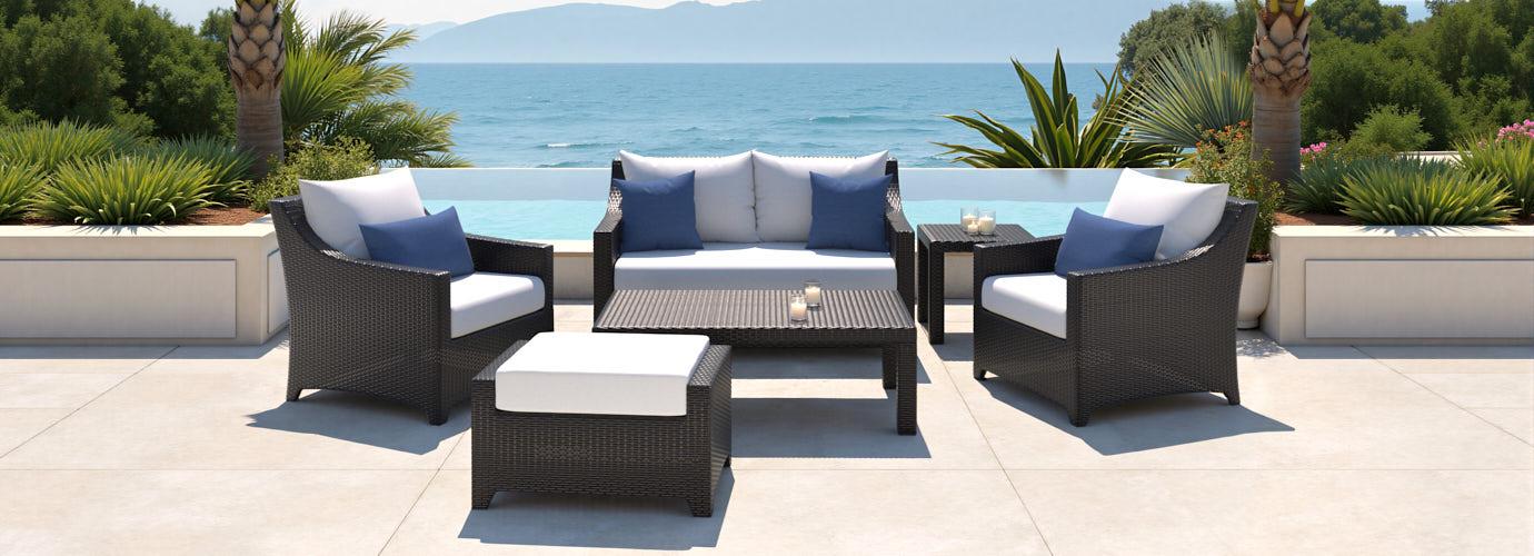 Deco™ 6 Piece Sunbrella® Outdoor Love & Club Seating Set - Bliss Ink