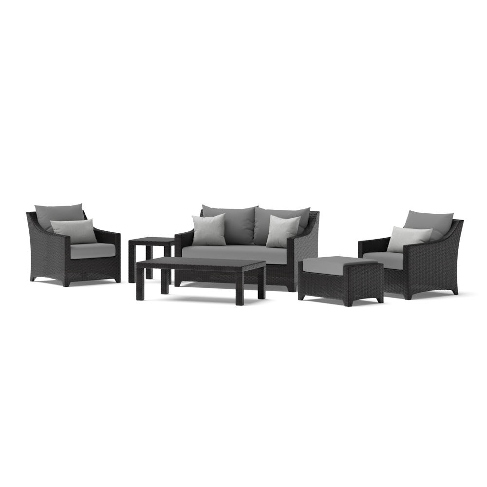 Deco™ 6 Piece Sunbrella® Outdoor Love & Club Seating Set - Charcoal Gray