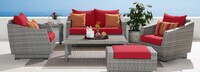 Cannes™ 6 Piece Sunbrella® Outdoor Love & Club Seating Set - Bliss Ink